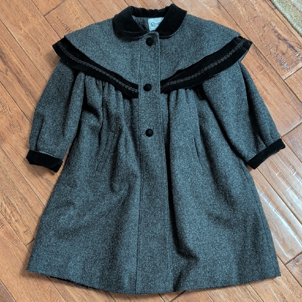 Rothschild Charcoal Coat with Black Velvet Accents